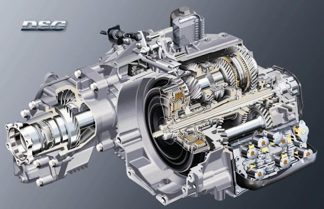 Mặt cắt mô tả hộp số DSG trứ danh của Volkswagen