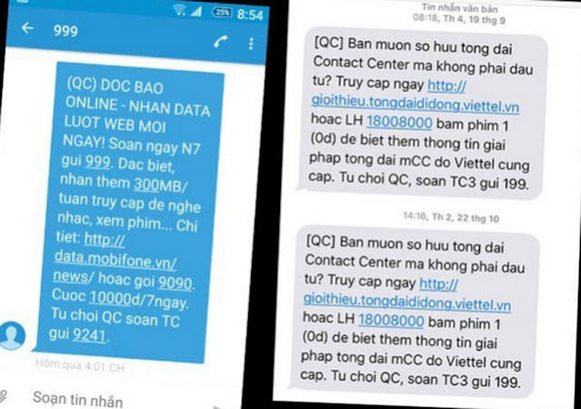Hướng dẫn thuê bao di động đăng ký từ chối cuộc gọi, tin nhắn quảng cáo rác